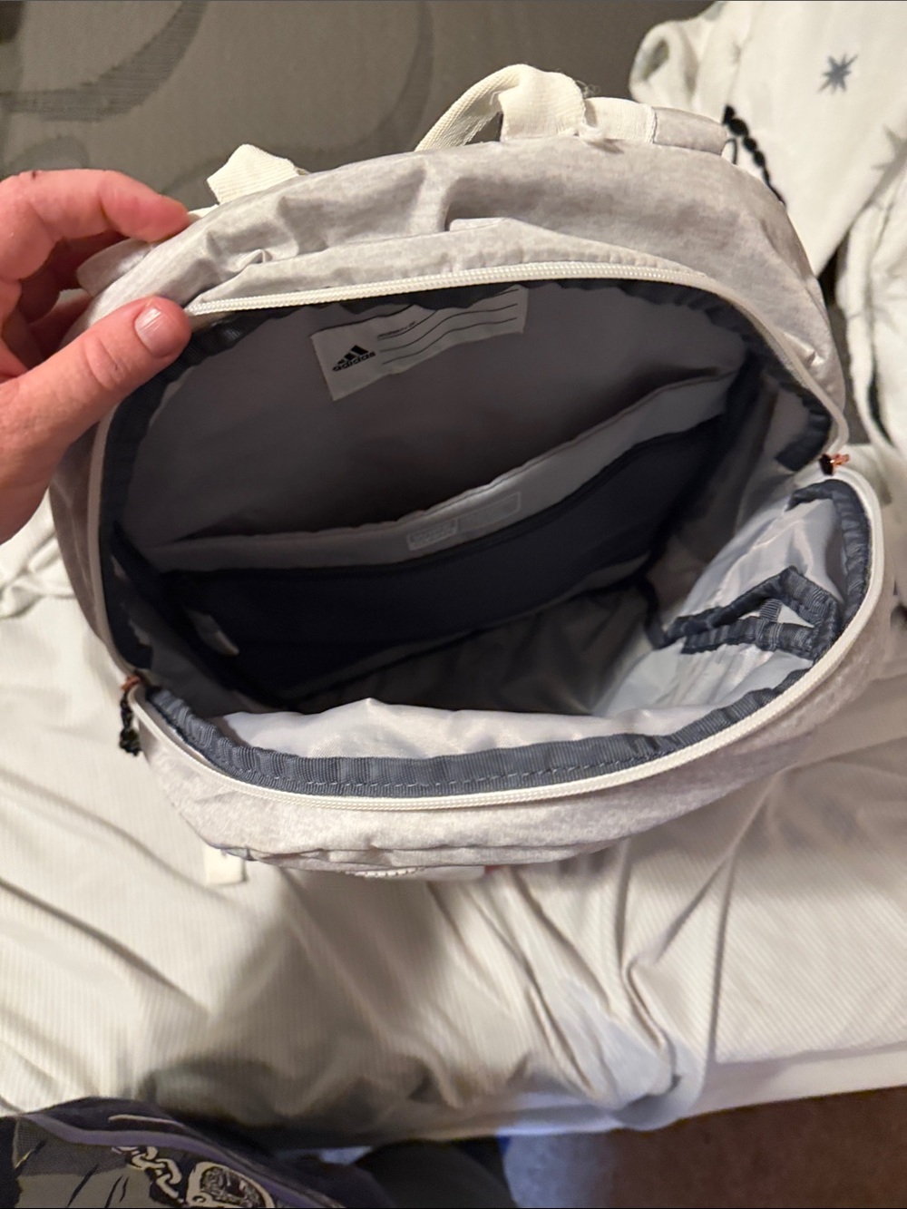 adidas Light Gray Backpack with Copper Stripes - Picture 3 of 4